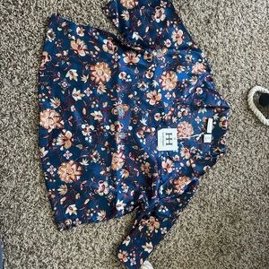 Haute Hippie Floral Blouse in Blue and Pink